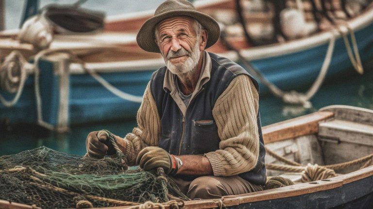 A fisherman in a boat - Generated by Generative AI